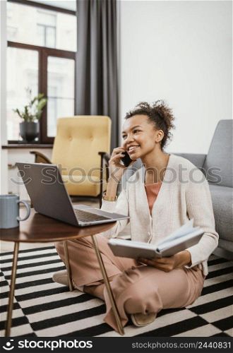 young woman working from modern place 2
