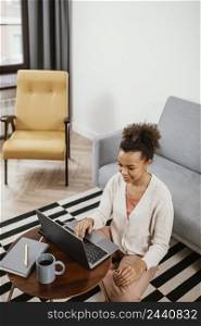 young woman working from modern place 3