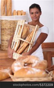 Young woman working in a bakery