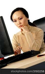 Young woman working on a computer
