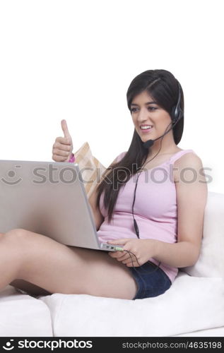 Young woman working on a laptop