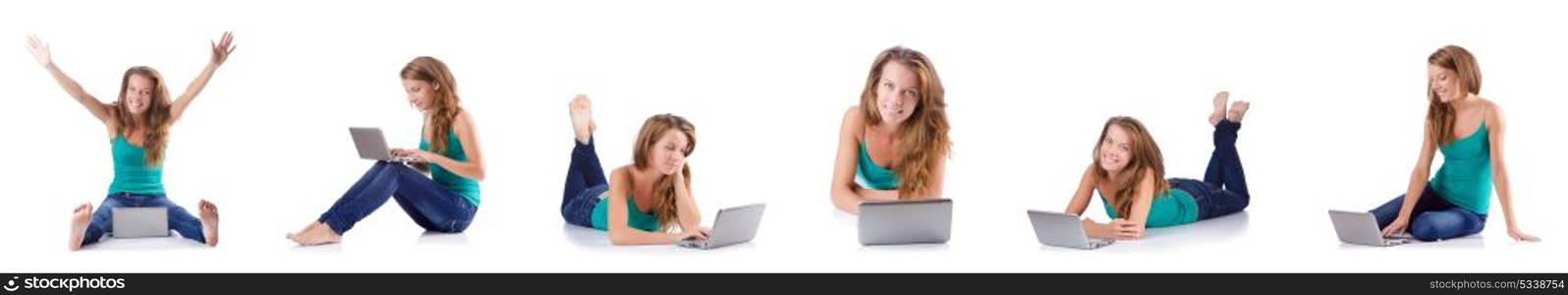 Young woman working on laptop