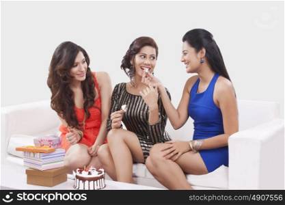 Young women celebrating a birthday