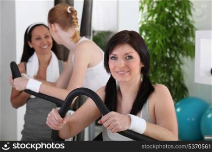 young women doing fitness