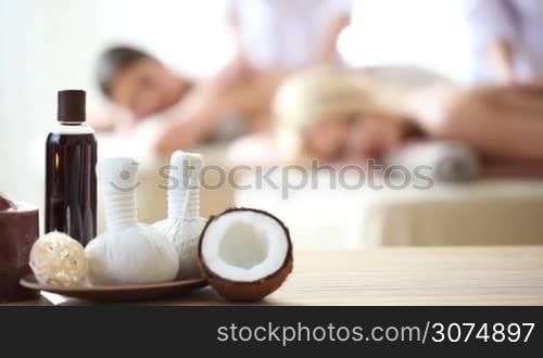 Young women getting massage at spa session