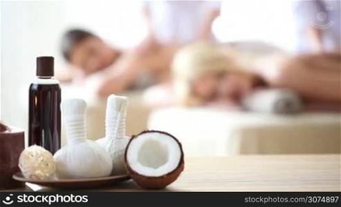 Young women getting massage at spa session