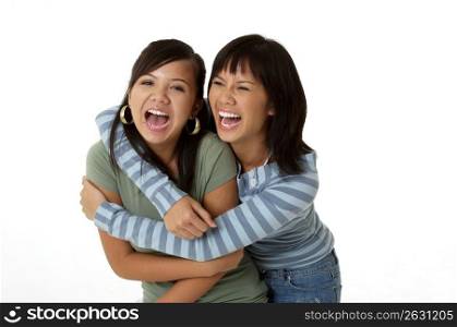 Young women laughing, portrait