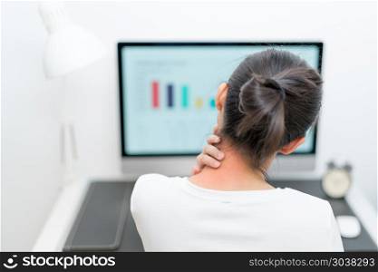 young women neck and shoulder pain injury with red highlights on. young women neck and shoulder pain injury with red highlights on pain area, healthcare and medical concept