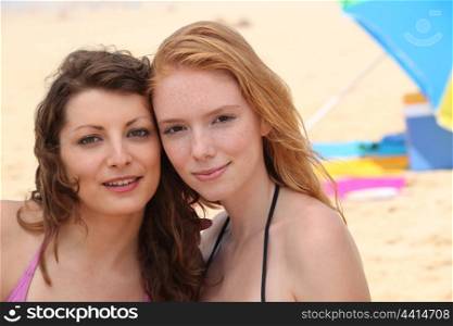 Young women on a sandy beach