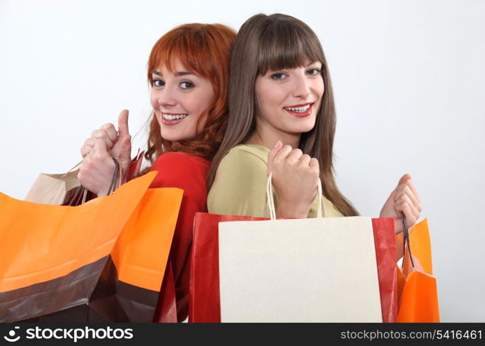 Young women on a shopping spree