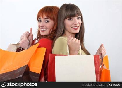 Young women on a shopping spree