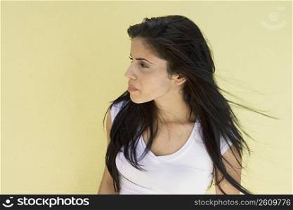Young women with long hair