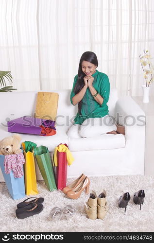 Young WOMEN with shopped goods