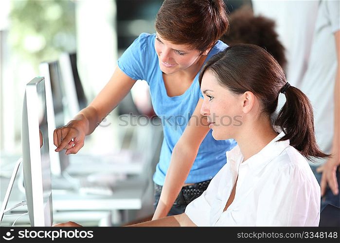 Young women working in the office
