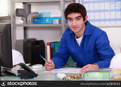 Young worker in warehouse