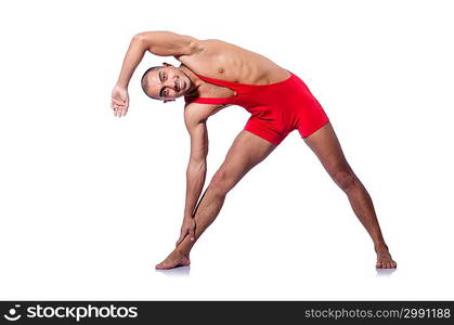 Young wrestler isolated on the white