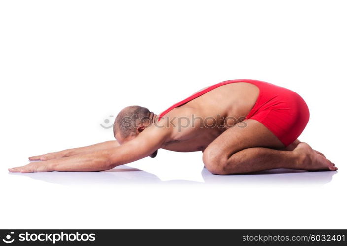 Young wrestler isolated on the white