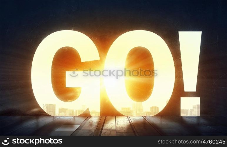 Your business motivation. Business conceptual glowing word on dark background
