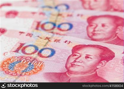 yuan notes from china&acute;s currency. chinese banknotes.
