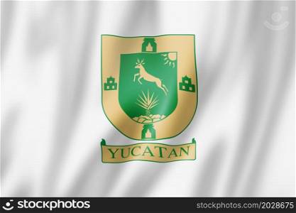 Yucatan state flag, Mexico waving banner collection. 3D illustration. Yucatan state flag, Mexico
