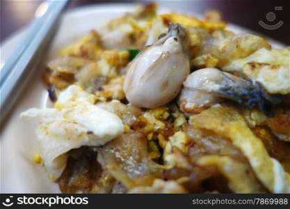 Yummy Southeast Asian fried baby oyster omelette