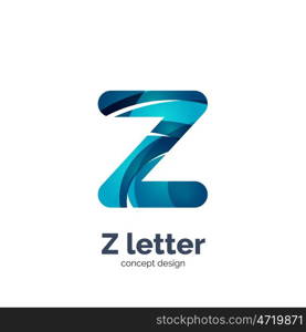 Z letter logo, modern abstract geometric elegant design, shiny light effect. Created with flowing waves