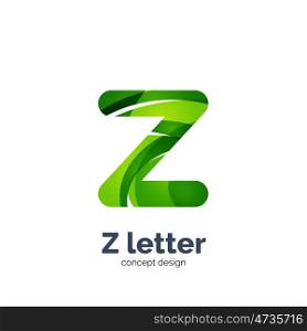 Z letter logo, modern abstract geometric elegant design, shiny light effect. Created with flowing waves