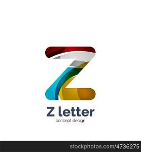 Z letter logo, modern abstract geometric elegant design, shiny light effect. Created with flowing waves