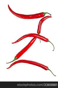 Z letter made from chili, with clipping path