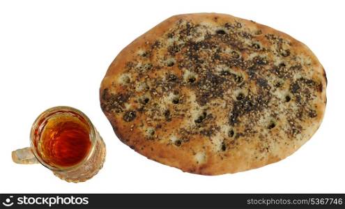 Za&rsquo;atar flat bread, a lebanese or turkish bread made with sumac