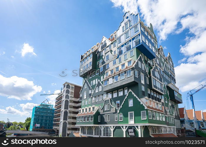 Zaandam, Netherlands - May 13, 2019: Zaandam modern buidings in North Holland, Netherlands