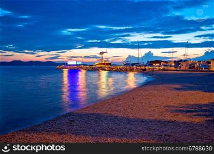 Zadar beach and marina evening view, Dalmatia, Croatia