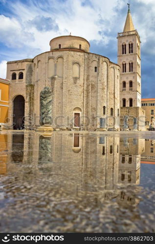 Zadar cathedral landmark with water reflection, Dalmatia, Croatia