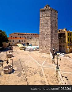 Zadar Five wells square and historic architecture view, Dalmatia, Croatia