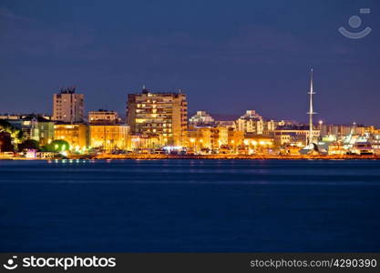 Zadar tourist destination night city harbor view, dalmatia, Croatia