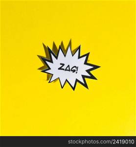 zag white comic speech bubble with black border yellow background