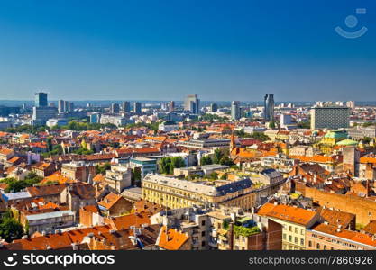 Zagreb aerial skyline rooftops view, capital of Croatia