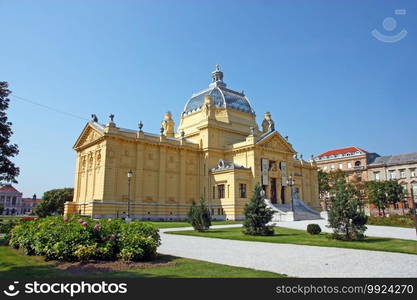 ZAGREB, CROATIA - JULY 31, 2020  Art Pavilion in Zagreb, Croatia, the Oldest Exhibition Hall on the Slavic South, Zagreb, Croatia