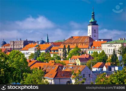 Zagreb historic upper town skyline view, capital city of Croatia