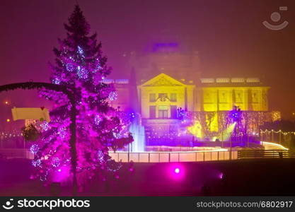 Zagreb in Christmas lights evening view, capital of Croatia