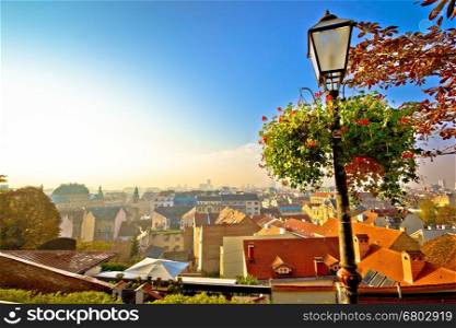Zagreb morning view from historic upper town, capital of Croatia