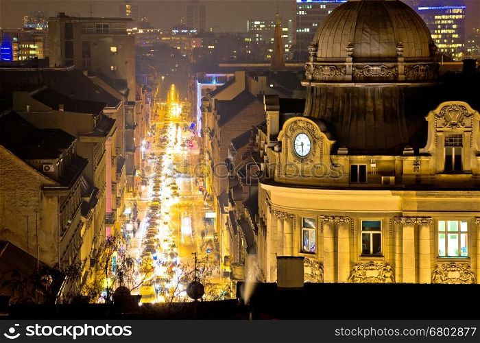 Zagreb street and architecture evening view, capital of Croatia