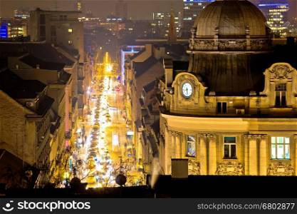 Zagreb street and architecture evening view, capital of Croatia