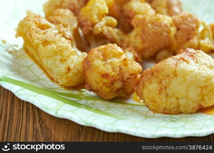 Zahra Mekleyah - Fried cauliflower.Levantine vegetarian dish served cold or hot,