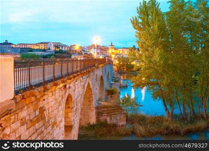 Zamora Puente de Piedra stone bridge on Duero river of Spain
