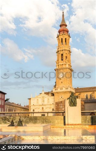 Zaragoza Cathedral with bell tower Spain
