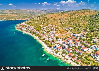 Zatoglav village near Rogoznica idyllic coastline aerial view, Dalmatia region of Croatia