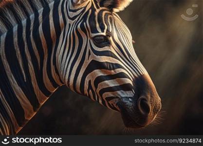 Zebra closeup. Nature mammal wild. Generate Ai. Zebra closeup. Generate Ai