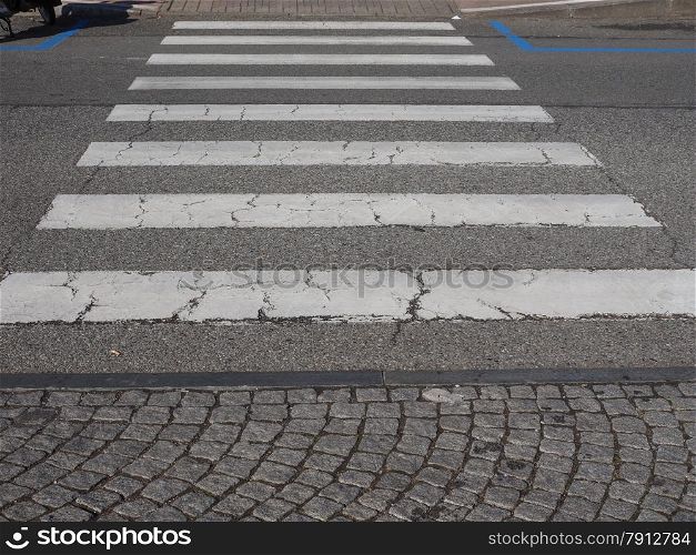 Zebra crossing sign. Zebra crossing sign at pedestrian crossroad