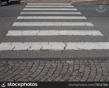 Zebra crossing sign. Zebra crossing sign at pedestrian crossroad